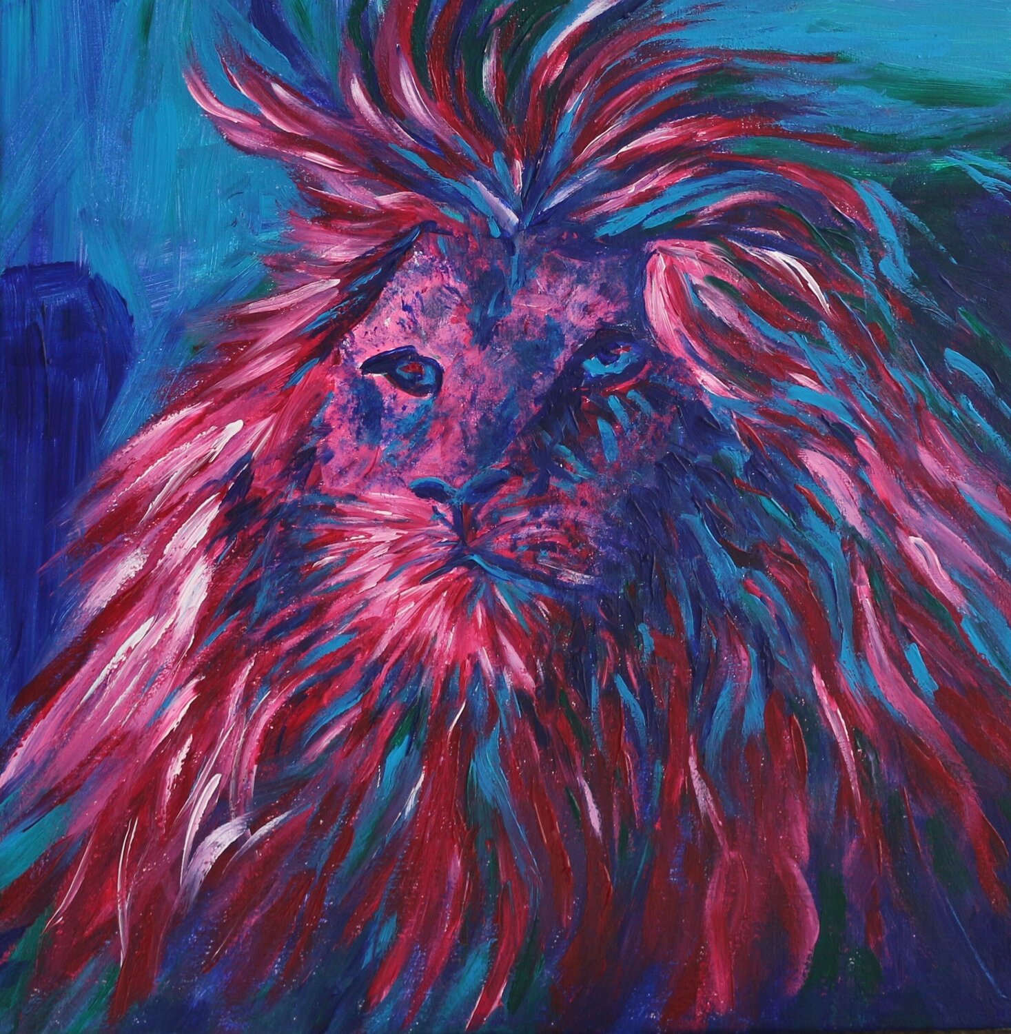 Portrait of a Lion Elena Grigore Originalgemälde zu verkaufen