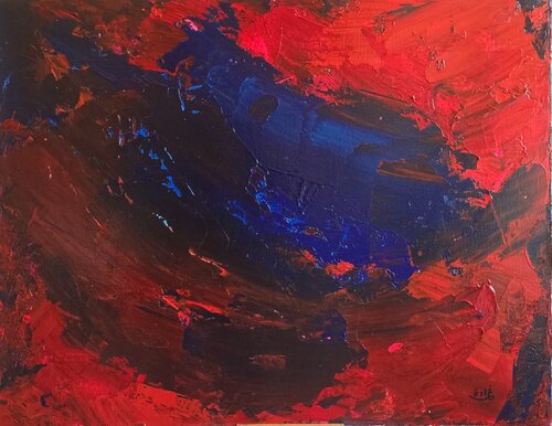 Storm of blue and red de Ghada A., Pintura a la venta en Singulart