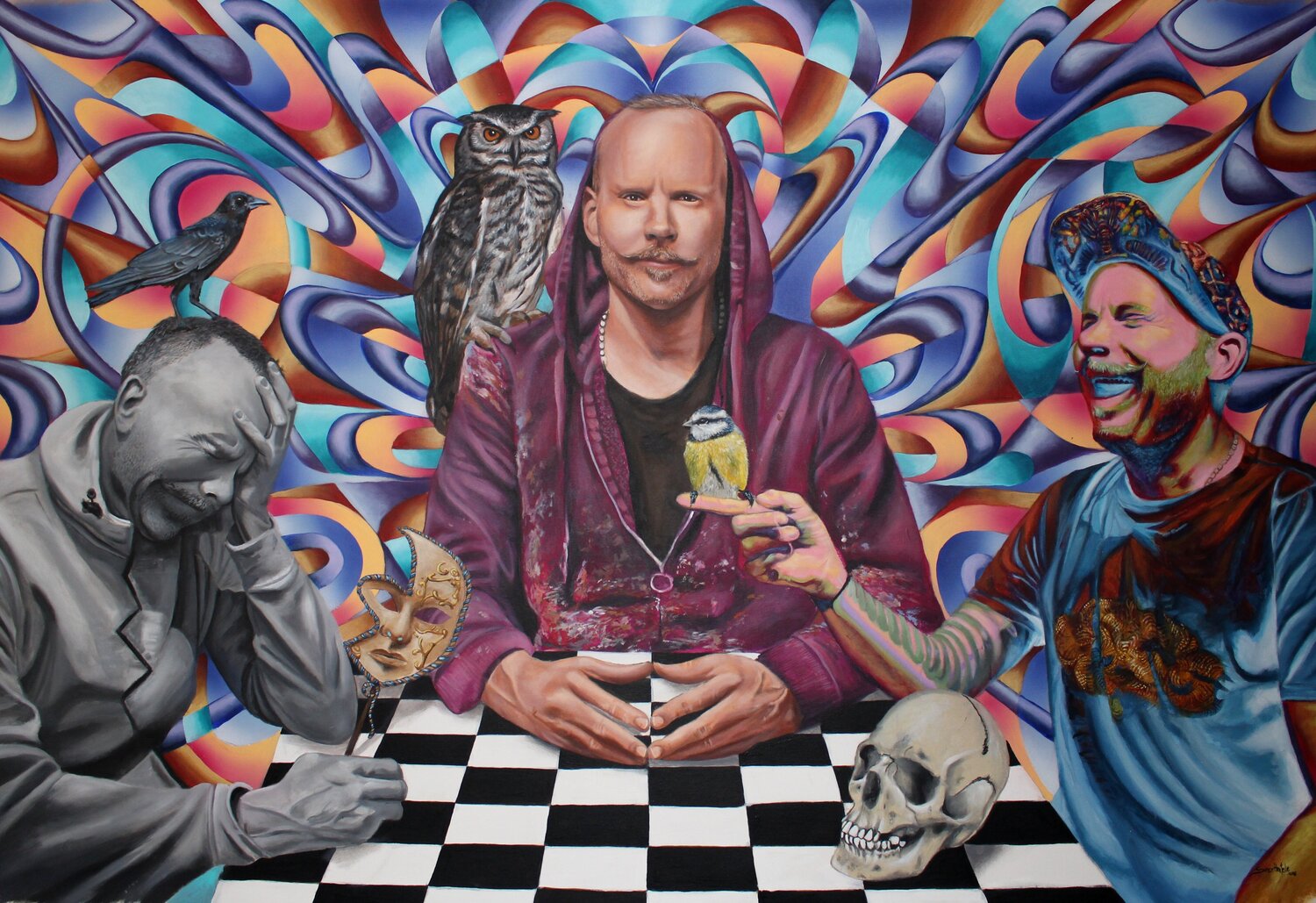 Triptychon of self Simon Hafele Original painting for sale