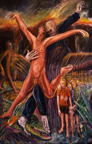 Paradise Island death dance van Walter Carl Schauer, Schilderij te koop op Singulart
