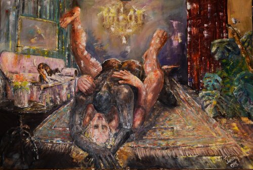 Tete a Tete in the tea salon by Walter Carl Schauer, Painting for Sale on Singulart