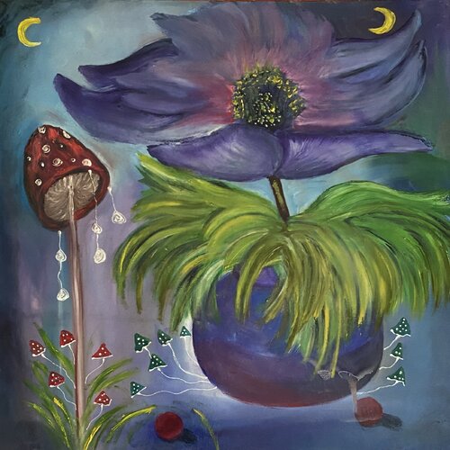 Purple flower di Krystyna Vinogorodska, Pittura in vendita su Singulart