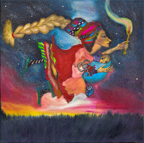 Fairy who brings children by Krystyna Vinogorodska, 油畫 for Sale on Singulart