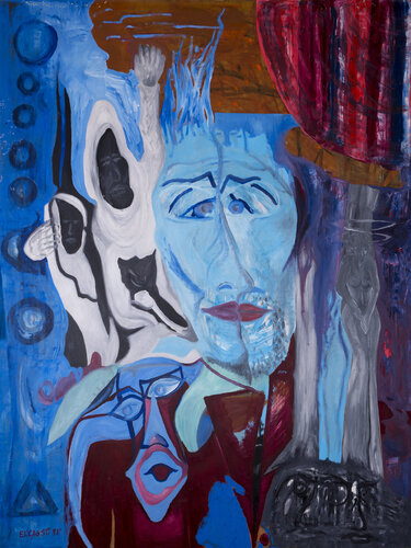 Blaue Gesichter van Harry Zaft, Schilderij te koop op Singulart