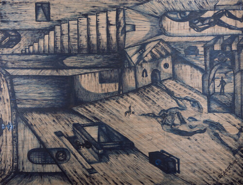 Ein Spiel zwischen Raumgefühl und Verwirrung di Harry Zaft, Pittura in vendita su Singulart