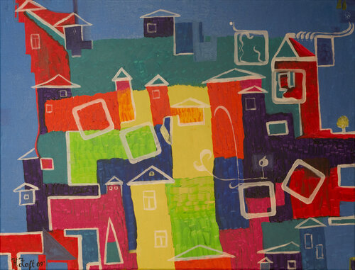 Bunte Stadt di Harry Zaft, Pittura in vendita su Singulart