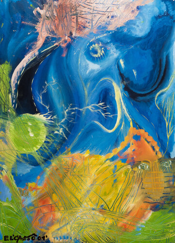 Der blaue Elefant di Harry Zaft, Pittura in vendita su Singulart