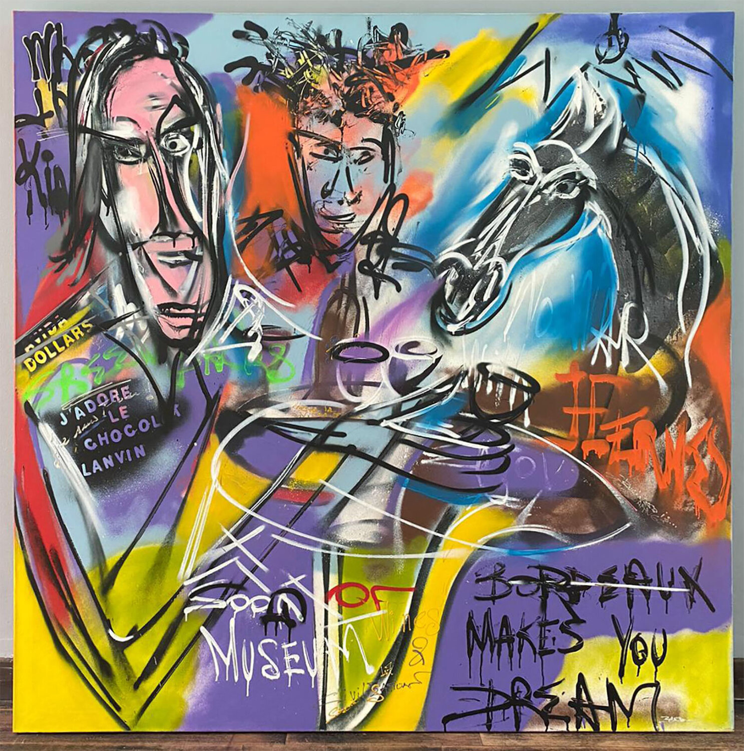 HOMMAGE À JEAN-MICHEL BASQUIAT et SALVADOR DALÍ Eric Besson Originalgemälde zu verkaufen