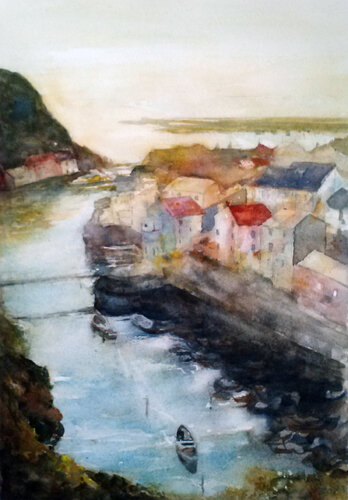 Yorkshire Village Seascape von Rose Sinatra, Malerei kaufen auf Singulart