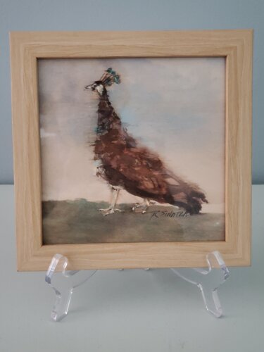 Peacock and Baby - ink on wood von Rose Sinatra, Werk auf Papier kaufen auf Singulart