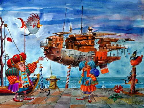 "LE YACHT DE MON AMI IAN." di Michel MICHAUX, Opera su carta in vendita su Singulart