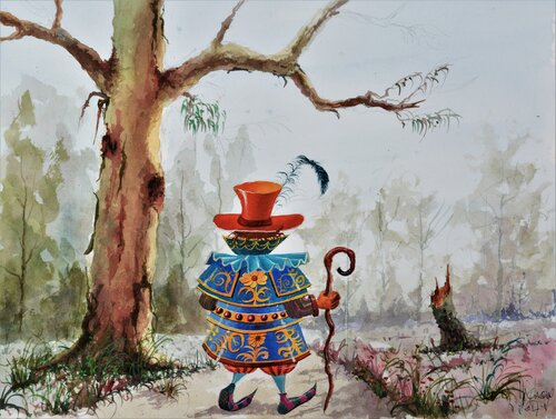 LA PROMENADE PRES DE L'EUCALYPTUS. di Michel MICHAUX, Opera su carta in vendita su Singulart