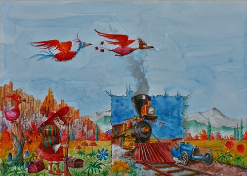 INTRUSION CHEZ LES OISEAUX by Michel MICHAUX, 종이 for Sale on Singulart