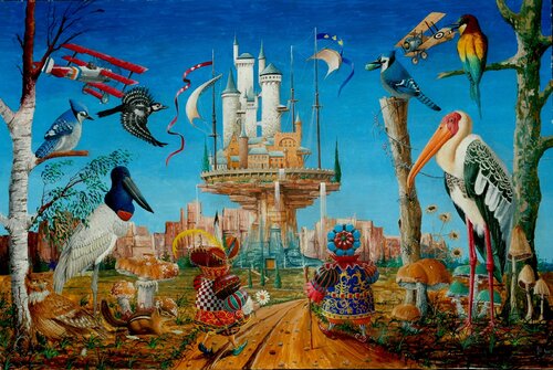 SALUT LES AMIS, ON RENTRE. van Michel MICHAUX, Schilderij te koop op Singulart