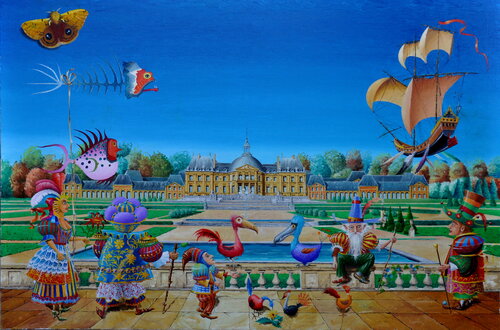 LES VISITEURS A VAUX de Michel MICHAUX, Pintura a la venta en Singulart