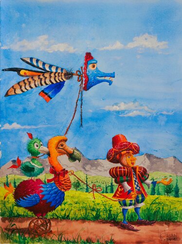 LA PROMENADE DU DODO A ROULETTES. by Michel MICHAUX, Work on Paper for Sale on Singulart