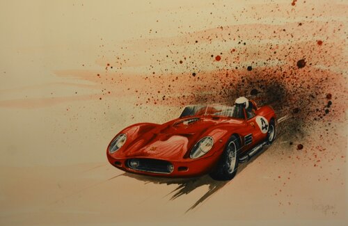 FERRARI TESTAROSSA van Michel MICHAUX, Werk op papier te koop op Singulart