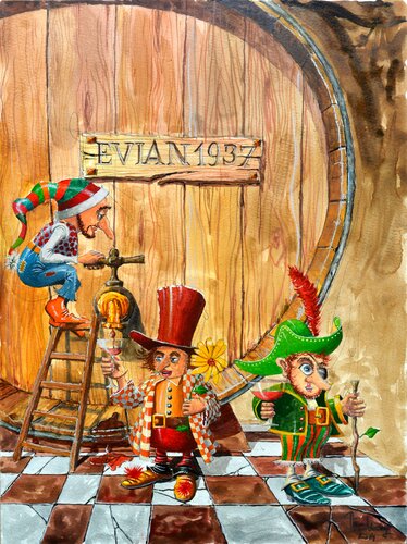 LA  DEGUSTATION. par Michel MICHAUX, Œuvre sur papier en vente sur Singulart