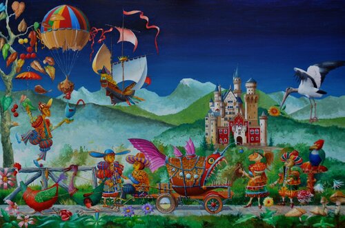 LA PROMENADE DU CHAR FOSSILE. par Michel MICHAUX, Peinture en vente sur Singulart