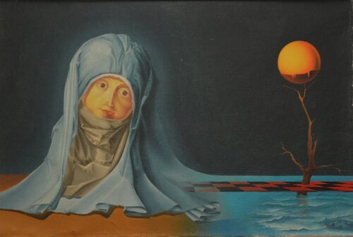 DAME AU SOLEIL ORANGE. von Michel MICHAUX, Malerei kaufen auf Singulart