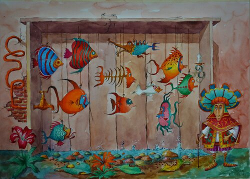 MON AQUARIUM DE POISSONS RARES di Michel MICHAUX, Opera su carta in vendita su Singulart