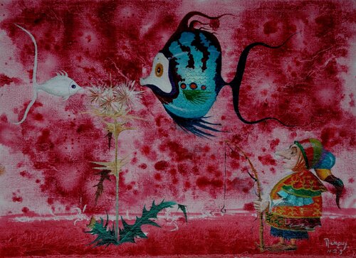 LE CHARMEUR DE POISSONS. van Michel MICHAUX, Schilderij te koop op Singulart