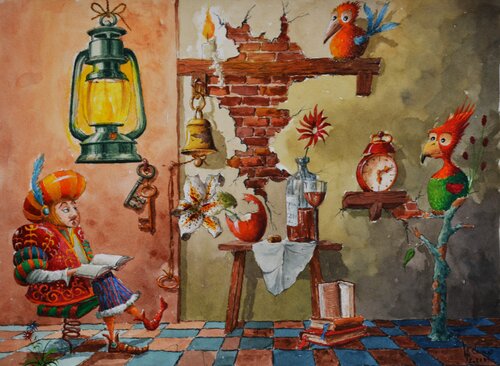 LE LECTEUR DU SOIR. di Michel MICHAUX, Opera su carta in vendita su Singulart