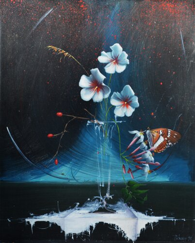 BOUQUET AU PAPILLON. von Michel MICHAUX, Malerei kaufen auf Singulart