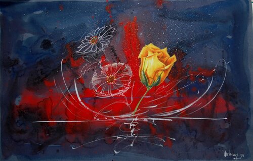 ROSE JAUNE by Michel MICHAUX, Work on Paper for Sale on Singulart