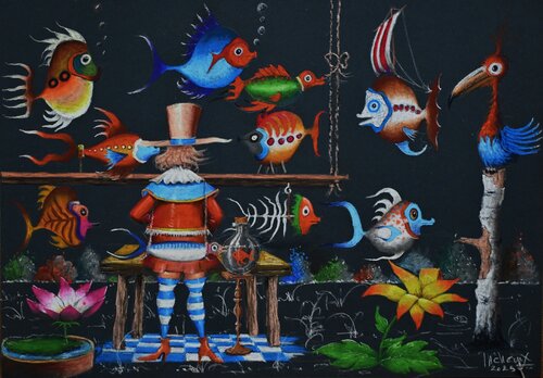 LA POISSONNIERE. di Michel MICHAUX, Opera su carta in vendita su Singulart