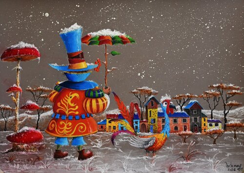 BALLADE SOUS LA NEIGE. par Michel MICHAUX, Œuvre sur papier en vente sur Singulart