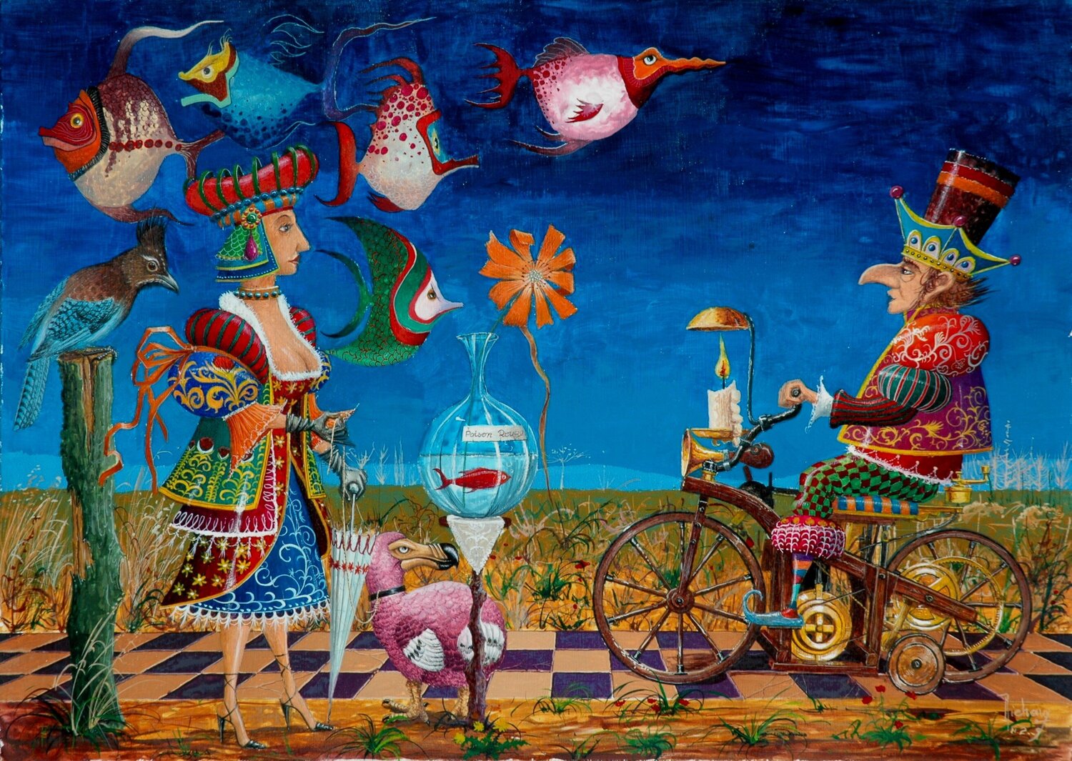 LA PISCICULTRICE ET SON DODO ROSE. Michel MICHAUX
