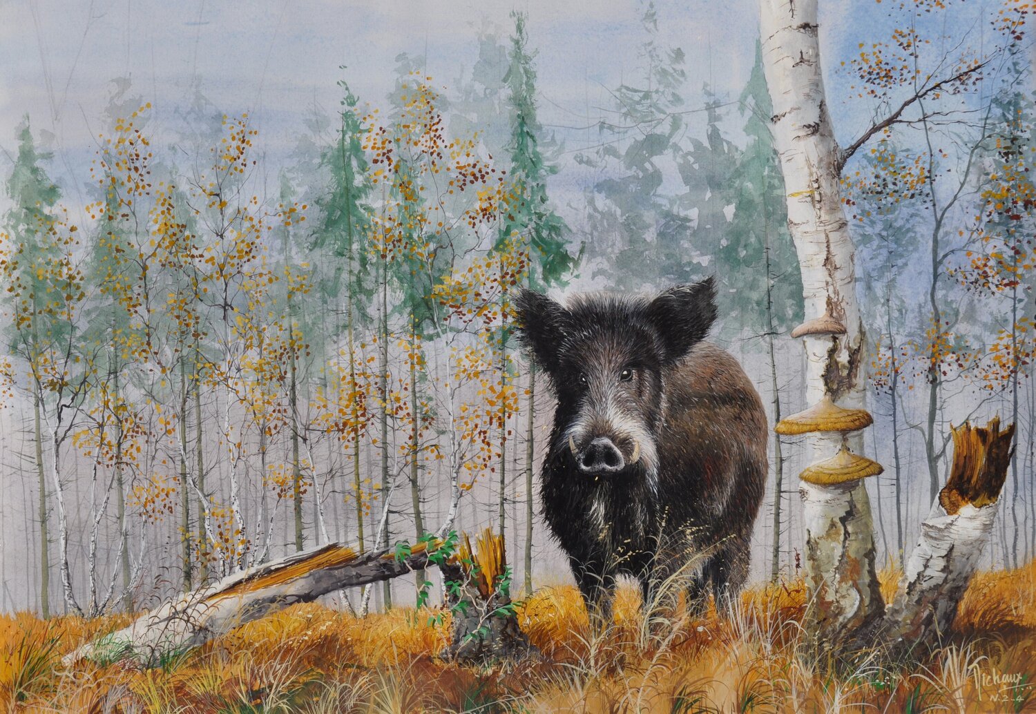 SANGLIER A RAMBOUILLET. Michel MICHAUX