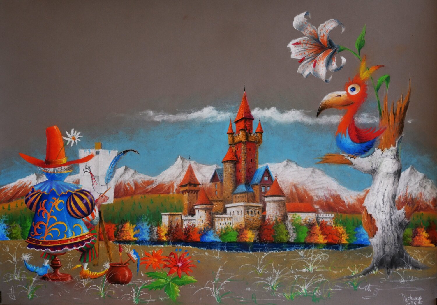 LE PEINTRE PAYSAGER SUR LE MOTIF. Michel MICHAUX Werk auf Papier zu verkaufen