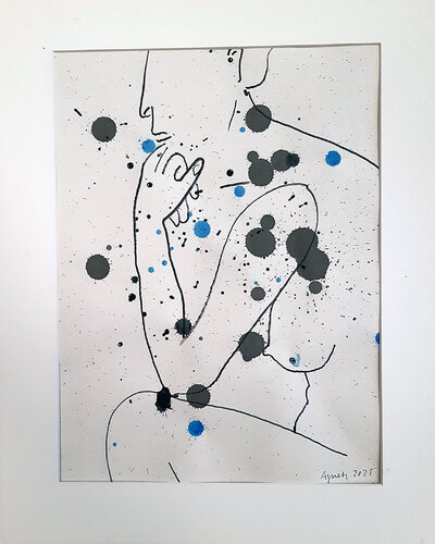 NUDE  Female thinker von Agneta E HILDÉN, Zeichnungen kaufen auf Singulart