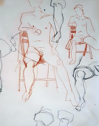 NUDE male von Agneta E HILDÉN, Zeichnungen kaufen auf Singulart