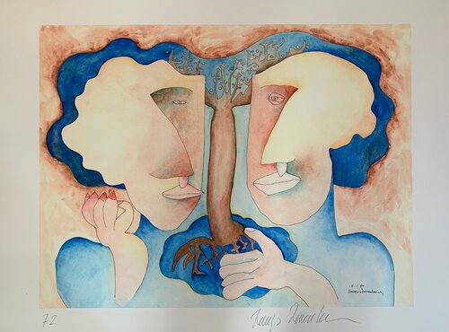 Lovers under a tree de Jacques Tenenhaus, Impresión a la venta en Singulart