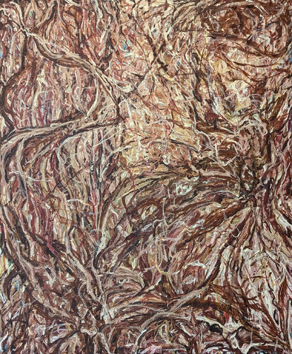 “Welcome Back Home, My Love” Contemporary Gestural Neutral Abstract Painting par Kristi Haines Herman, Peinture en vente sur Singulart