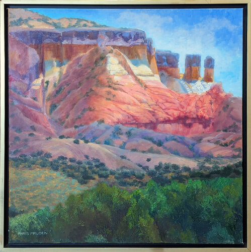 "Red Rock Plateau" Contemporary Naturalistic Mountain Landscape Nature Painting di Nancy Paris Pruden, Pittura in vendita su Singulart