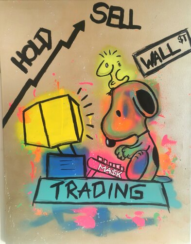Hold or Sell | Snoopy trading by Ma$k V., Painting for Sale on Singulart