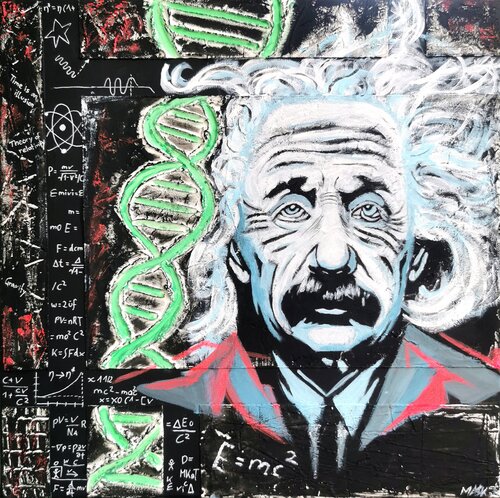 Albert Einstein x DNA |  The Genius within di Ma$k V., Pittura in vendita su Singulart