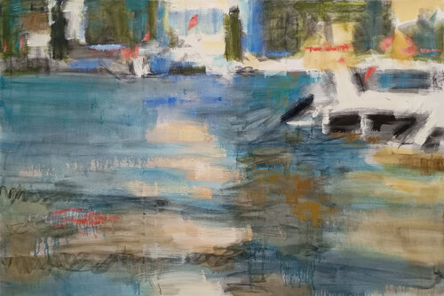Boats in the Bay von Robert Nizamov, Malerei kaufen auf Singulart