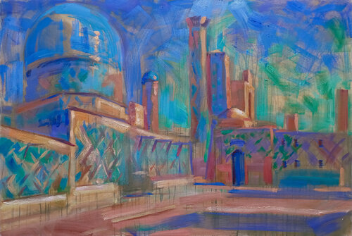 Samarkand, Registan 1 van Robert Nizamov, Schilderij te koop op Singulart