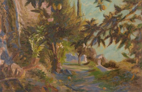 Garden. Sunset di Robert Nizamov, Pittura in vendita su Singulart