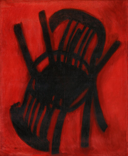 Chairs on Red von Robert Nizamov, Malerei kaufen auf Singulart