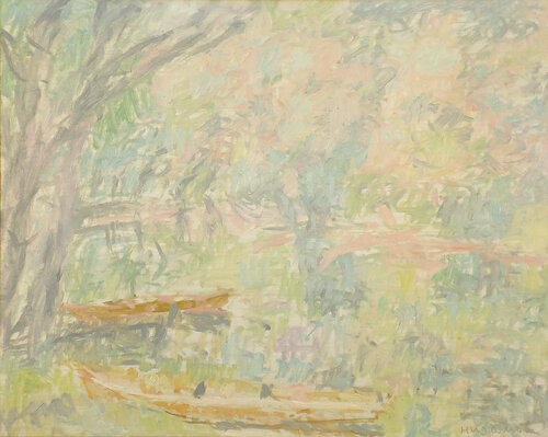 The Trubezh River on a sunny day di Robert Nizamov, Pittura in vendita su Singulart