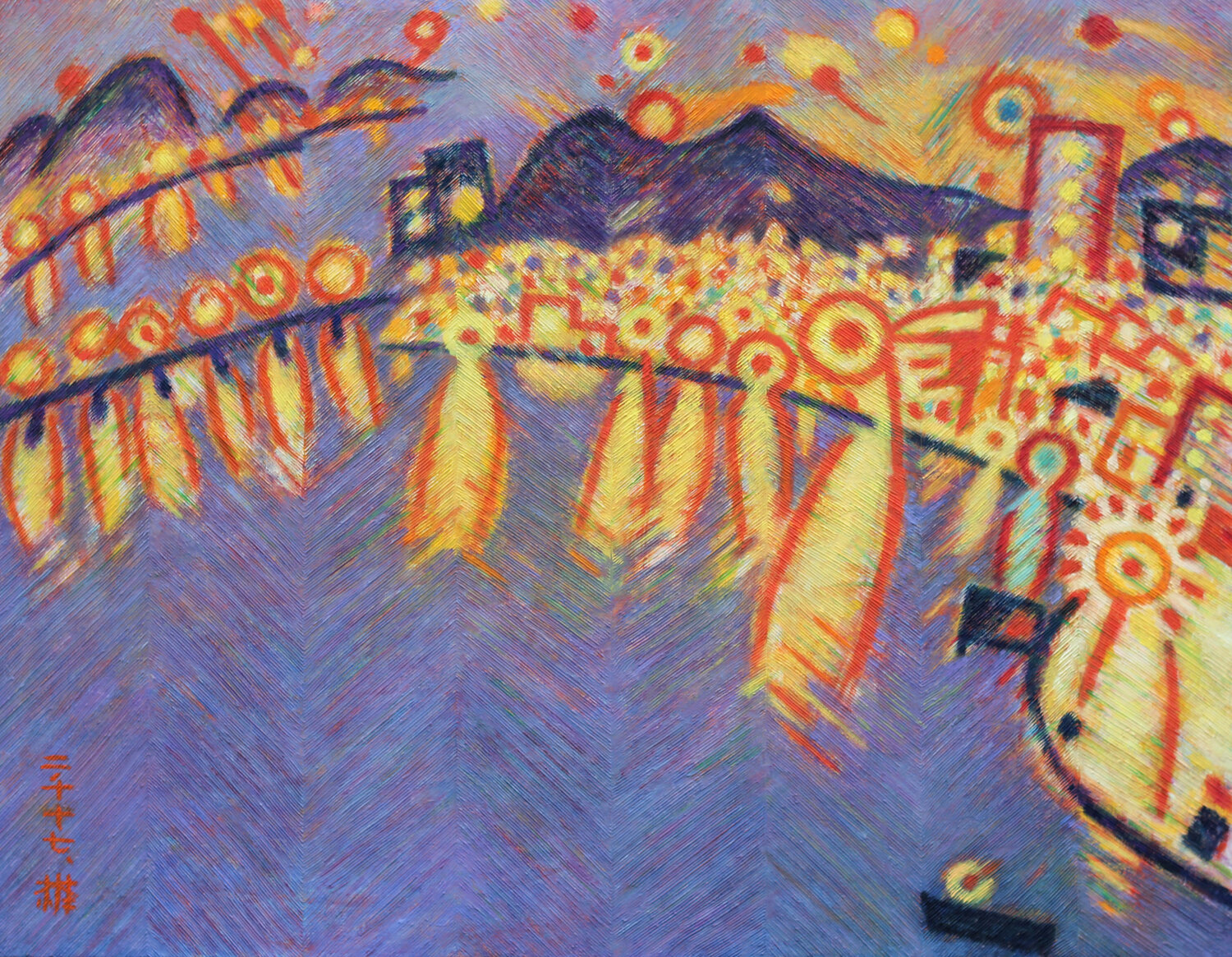 The Night at Busan Port Youn Sung Park Originalgemälde zu verkaufen