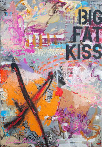 Big Fat Kiss van Carolina Alotus, Schilderij te koop op Singulart