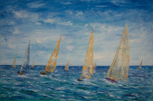 Sails in Harmony van Anil Sawe, Schilderij te koop op Singulart