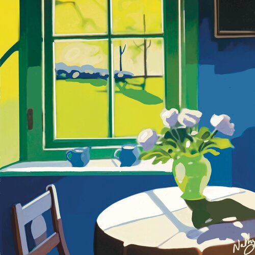 Flowers in the window by NATHZ, 디지털 for Sale on Singulart